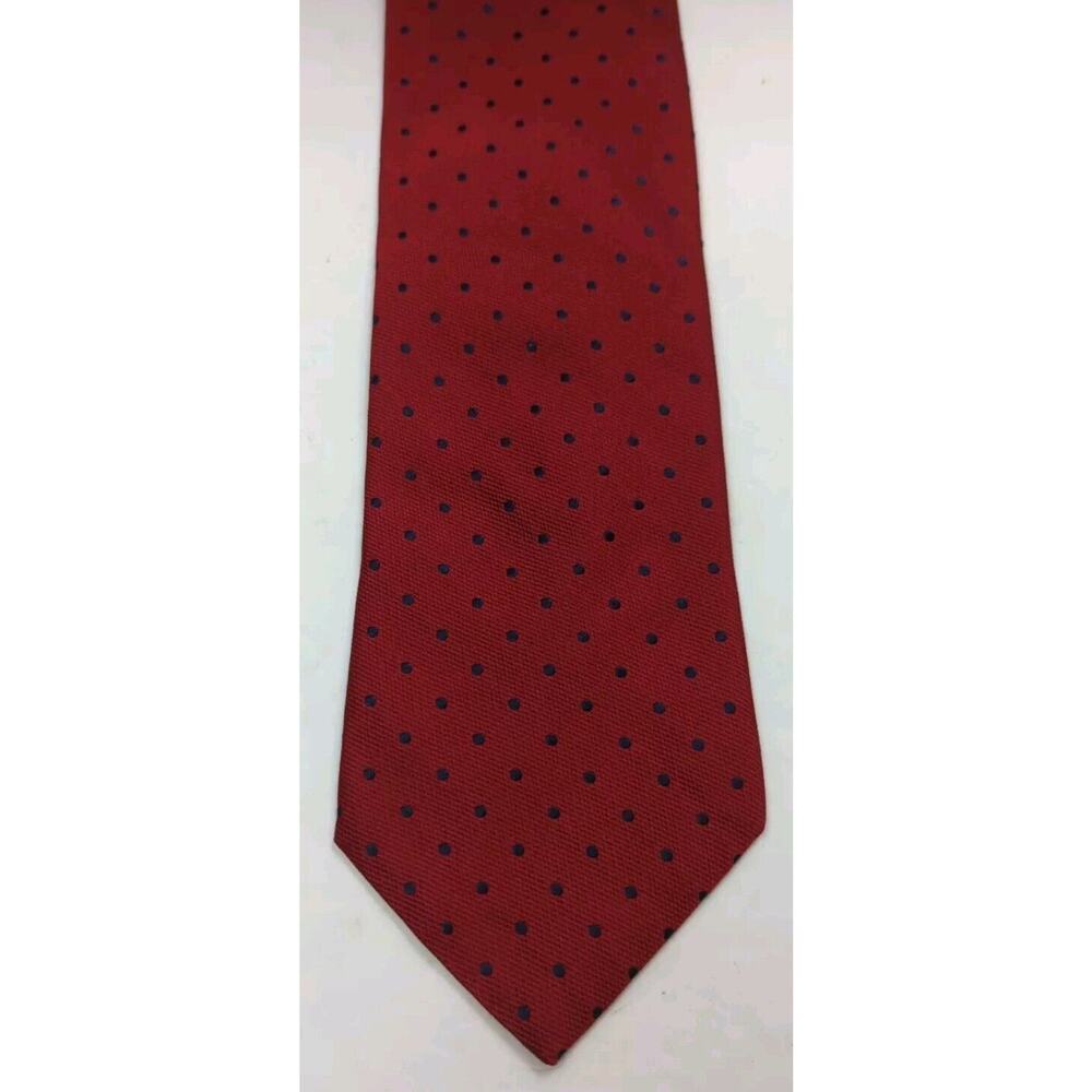 Daniel Cremieux Silk Tie Handmade Red With Blue Dots 57" X 4" - Picture 1 of 4